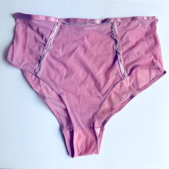 🍒 5/$25 🍒 Pretty Sheer Pink Mesh Underwear with Rhinestones - Picture 1 of 7